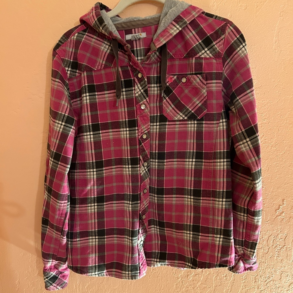 Flannel hoodie in excellent broken-in and softened up condition.